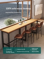 Ensemble de table et chaises de bar industrielles, table haute de comptoir avec structure en métal, tabourets de bar avec dossier en bois pour cafés