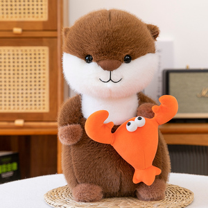Peluche di Lontra Carina e Gambero Gluttono, Giocattoli di Peluche per Bambini, Regali di Compleanno, Bambole di Stoffa in Poliestere, Vendita Calda per l'Esportazione - Product Image 4