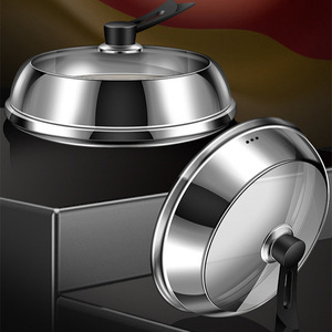 Couvercle de casserole haut en acier inoxydable avec couvercle en verre, poignée en bakélite isolée thermiquement, couvercle de cuisson pour cuisinière - Product Image 1