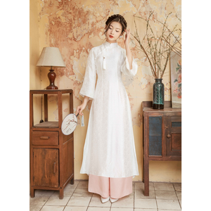 Femme Ao Dai Viet Nam Traditionnel Vietnamien Rouge Ao Dai ForWholesale Robe Fabrication OEM ODM Service Personnalisé - Product Image 5