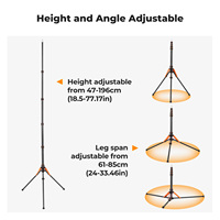 K&F Concept Stativo per Illuminazione Fotografica in Fibra di Carbonio, Portatile e Pieghevole, 2,0m/6,6ft, Regolabile per Illuminazione da Studio