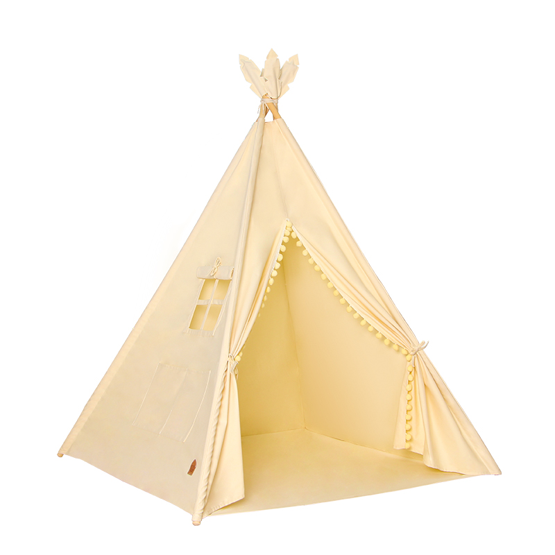 Maibeibi Baby Tipi Tent House Playhouse Indoor Foldable Children's Toy Tents Cotton Canvas Four Poles Kids Indian Teepee Tent