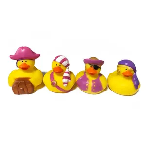 Precio bajo de fábrica Baño de bebé Natación Ducha flotante Juguete Pato Color personalizado Amarillo Patos de goma pirata ponderados a granel