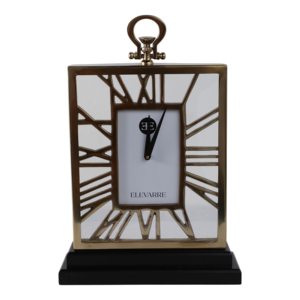 Elegante Orologio da Tavolo Rettangolare Moderno in Metallo e Vetro con Numeri Romani per Casa e Ufficio - Product Image 1