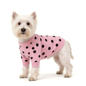 Maglione per Cani Invernale Caldo, Abbigliamento per Cani, Maglieria per Animali Domestici con Pois Rosa, Vendita all'Ingrosso - Product Image 5