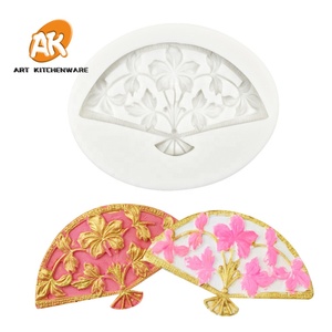 AK Hoa gấp Fan fondant Silicone khuôn nhà bếp nướng tiện ích cho bánh tráng miệng trang trí OPP túi đóng gói sô cô la khuôn - Product Image 1