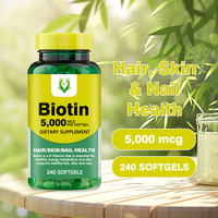 OEM ODM Suplemento Biotina Softgels Producto de belleza Soporte Cabello Piel Uña Crecimiento y recuperación para mujeres y hombres