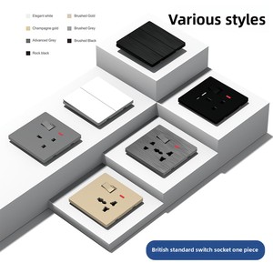 Hong Kong Macao 13A Enchufe de pared estándar británico Comercio exterior Transfronterizo USB Carga rápida Tipo-C Panel gris de vidrio Máx. 250V - Product Image 3