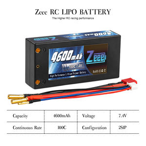 Zeee 2S 7.4V 100C 4600mAh เคสแข็งแบตเตอรี่พร้อมขั้วต่อ deans สำหรับ RC 1/10 Scale ยานพาหนะรถยนต์รถบรรทุกเรือโมเดล RC - Product Image 4