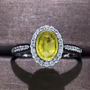 ring precious stone Suppliers-Eenvoudige bloem design edelsteen sieraden 18k goud Zuid-afrika diamond 1.13ct natuurlijke gele saffier ring voor vrouwen