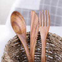 Ensemble de couverts en bois d'acacia réutilisables, fourchette, cuillère, couteau, ustensiles de table pour la cuisine, la salle à manger, la décoration de la maison
