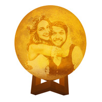 Aangepaste maanlamp met fototekst 3D-printen maanlicht 6 inch Verander 2 kleuren Gepersonaliseerde kerstverjaardag Valentijnscadeau
