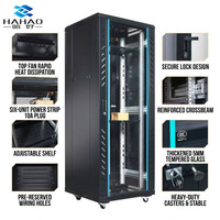 Armoire de serveur murale Hahao 42U 19 pouces en acier IP54 avec porte vitrée, 6 prises 220V et gestion des câbles réseau