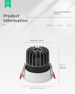 Vente en gros de projecteur LED intégré plafonnier anti-éblouissement encastré Cob Downlight Spot 7w 10w intérieur Ra95 COB Down Light - Product Image 2