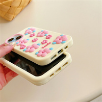 Housse de protection esthétique mignonne coque de téléphone en silicone floral rose pour iPhone 16 Pro Max antichoc pour filles housse de téléphone portable