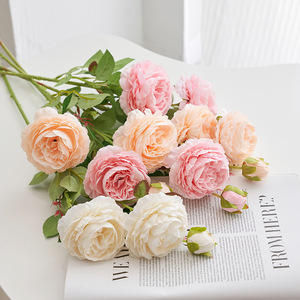 <b>Artificial</b> Rose Flowers Silk <b>Peony</b> Bouquet Wedding Decoration Home Decor Romantic Dreamy High Simulation Reusable - Product Image 1