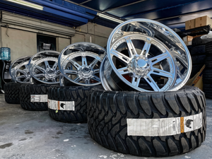 Rines Forjados Direccionalmente Pulidos Personalizados de Primera Calidad con Offset Negativo Extremo <span class=keywords><strong>para</strong></span> Camionetas Elevadas Ford F350 GMC Sierra Denali - Product Image 3