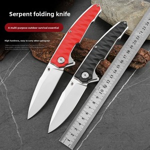 มีดพับใบมีดเหล็กกล้าไร้สนิมความแข็งสูงจากโรงงาน ผลิตด้วยเทคโนโลยี CNC พร้อมด้ามไนลอนไฟเบอร์ลายงูหลาม สำหรับใช้งานกลางแจ้งและปอกผลไม้ - Product Image 1