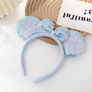 Fascia per capelli con orecchie da topo in paillettes, fatta a mano, con grazioso fiocco rosa, alla moda, per bambini, ideale per parchi divertimento e foto - Product Image 6