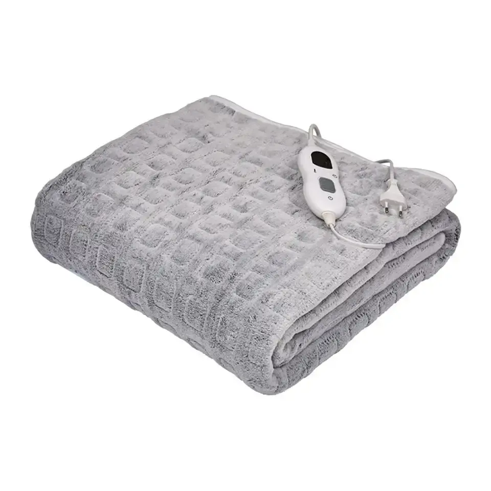 50x60'' Custom Washable Soft Grey Flannel Fleece Heater Throw Electric Blanket