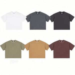 High Quality Men's Oversized Cropped T-Shirt 100% Cotton 260gsm Solid O-Neck Silk Screen Printed Eco-Friendly - Product Image 4