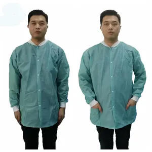 Factory Direct Sale SMS Material Long Sleeve Visitor Coat Disposable Lab Coat