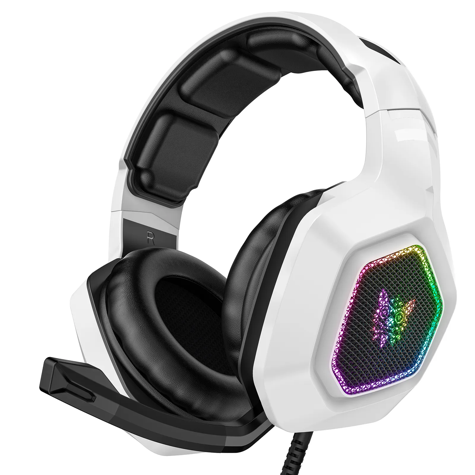 Onikuma fone de ouvido com cancelamento de ruído USB, fone de ouvido para jogos profissional K10 branco, equipado com microfone, preço de atacado
