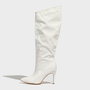 Nouvelles Bottes Femme 2023 en Cuir Verni Brillant à Bout Pointu, Modèle Polyvalent à Enfiler, Manches Mi-Hautes, Tailles 35-42 - Product Image 6