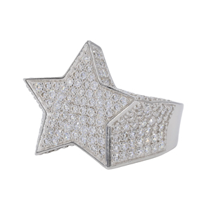 Factory Custom Jewelry <b>Ring</b> 10k 18k <b>White</b> <b>Gold</b> Fully Iced Star VVS Moissanite Diamond <b>Ring</b> Hip Hop <b>Ring</b> <b>for</b> <b>Men</b> Women - Product Image 1