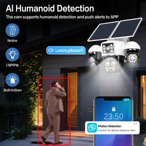 Caméra de sécurité solaire PTZ extérieure 12MP à 4 objectifs et 3 écrans, contrôle à distance par application, détection de mouvement IA, vision nocturne couleur, audio bidirectionnel, IP66 - Product Image 5