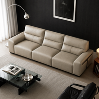 Canapé d'angle en cuir véritable sur mesure à trois places, en forme de L, avec dossier réglable en éponge antibactérienne, pour appartement ou hôtel