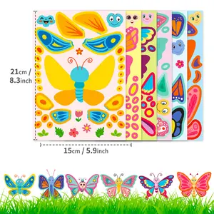 Сделай свой собственный Сделай Сам наклейки для детей головоломки сделать лицо наклейки милые бабочки Детские наклейки для вечеринки