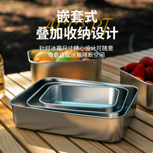 Caja refrigeradora aislada de acero inoxidable, contenedor rectangular para almacenamiento de frutas, portátil para viajes de picnic, 1-2 personas - Product Image 5