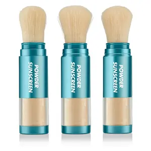 Custom Logo Travel Natural Facial Sunscreen spf 50 Powder Stick with Brush Waterproof Best Vegan Loose Makeup Setting Powder