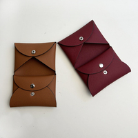 Dompet Kartu Kulit Vegan Lembut Mewah dengan Kancing Kustom, Tempat Kartu Identitas, Kantong untuk Wanita, Dompet Lipat Dua untuk Uang Tunai dan Koin, Tempat Kartu