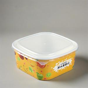 Bol à salade jetable en papier kraft personnalisé avec couvercles pour emporter, vente en gros - Product Image 2