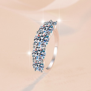 Bague de luxe ZHIMEI en moissanite taille princesse pour femme, en argent sterling S925, avec 5 pierres, pour fiançailles, mariage, alliance éternité, anniversaire - Product Image 1