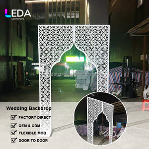 LEDA Decoración Personalizada para Salones de Banquetes de Bodas al Estilo Indio, Fondo de Acero Inoxidable Blanco para Decoración de Eventos - Product Image 2