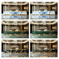 Comptoir de réception de spa en MDF laqué brillant de luxe, comptoir moderne avec texture marbre, taille personnalisée, design pour hôtel, salon, usine