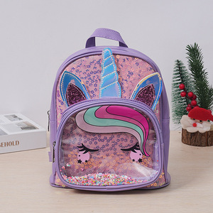 Köpüklü payetler ile sıcak satış moda Unicorn sırt çantası sevimli PU deri çocuk sırt çantası - Product Image 3