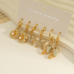 Set di gioielli con diamanti con borchie di stelle e stelle 18k stile spiaggia alla moda gioielli da donna in lega - Product Image 3