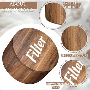 Solid Wood Round Coffee Filter <b>Storage</b> <b>Box</b> With Lid <b>Kitchen</b> Countertop Organizer Brown - Product Image 2