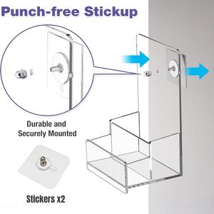 תצוגת חוברות אקריליק שקופה עם מחזיק כרטיסי ביקור מעמד עלון עלון קיר משטח דלפק לחוברות תפריט מגזין - Product Image 2