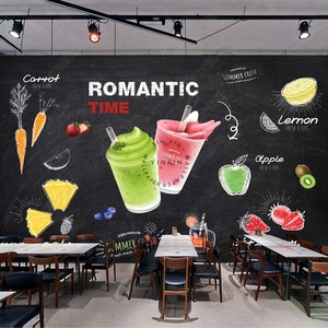 Dibujado a mano pizarra jugo de fruta bebida papel tapiz impermeable - Product Image 3