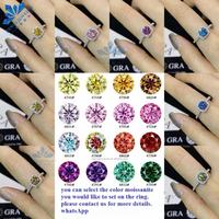 Bague de mariage en diamant glacé 1CT 6.5mm Pass Diamond Tester Blue Red Yellow Green Black K Gold Plated Moissanite halo Ring