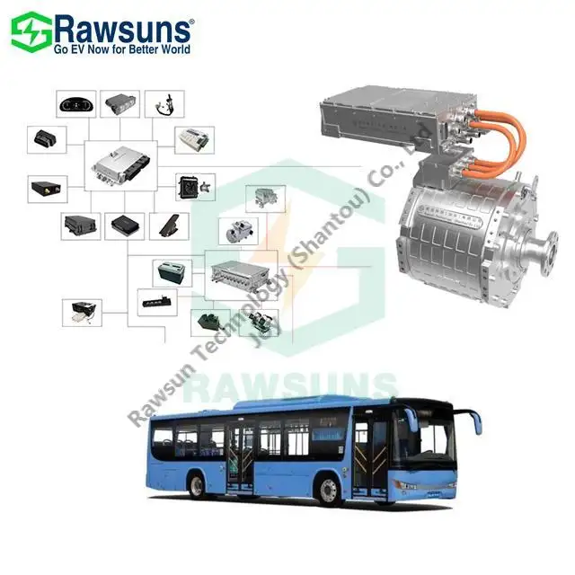Rawsuns効率的な200kW2500Nm電気モーターEV変換キットインバーターVCUMCU PDU10-12mバス用BMS制御