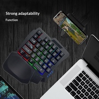 Clavier à membrane à une main avec rétroéclairage RGB, 35 touches, support pour le poignet, pour téléphone portable, ordinateur, combos clavier-souris pour jeux