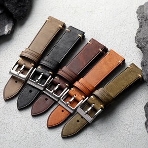 Bracelet <span class=keywords><strong>de</strong></span> montre vintage italien <span class=keywords><strong>de</strong></span> haute qualité pour homme en cuir huilé ciré, tailles 18mm 19mm 20mm 21mm 22mm, à dégagement rapide, souple - Product Image 5