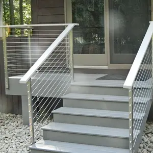Kits de barandillas de escaleras de metal para exteriores Sistemas de barandillas de cables de acero inoxidable