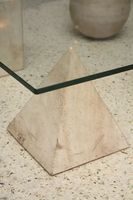 Table basse en marbre de luxe nordique, plateau carré en verre, pieds personnalisés, Table basse en travertin